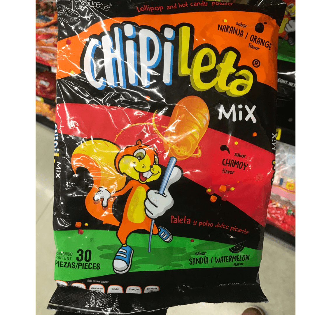 Chipileta - Orange Chamoy Watermelon Lollipop Mix with Hot powder 30Ct