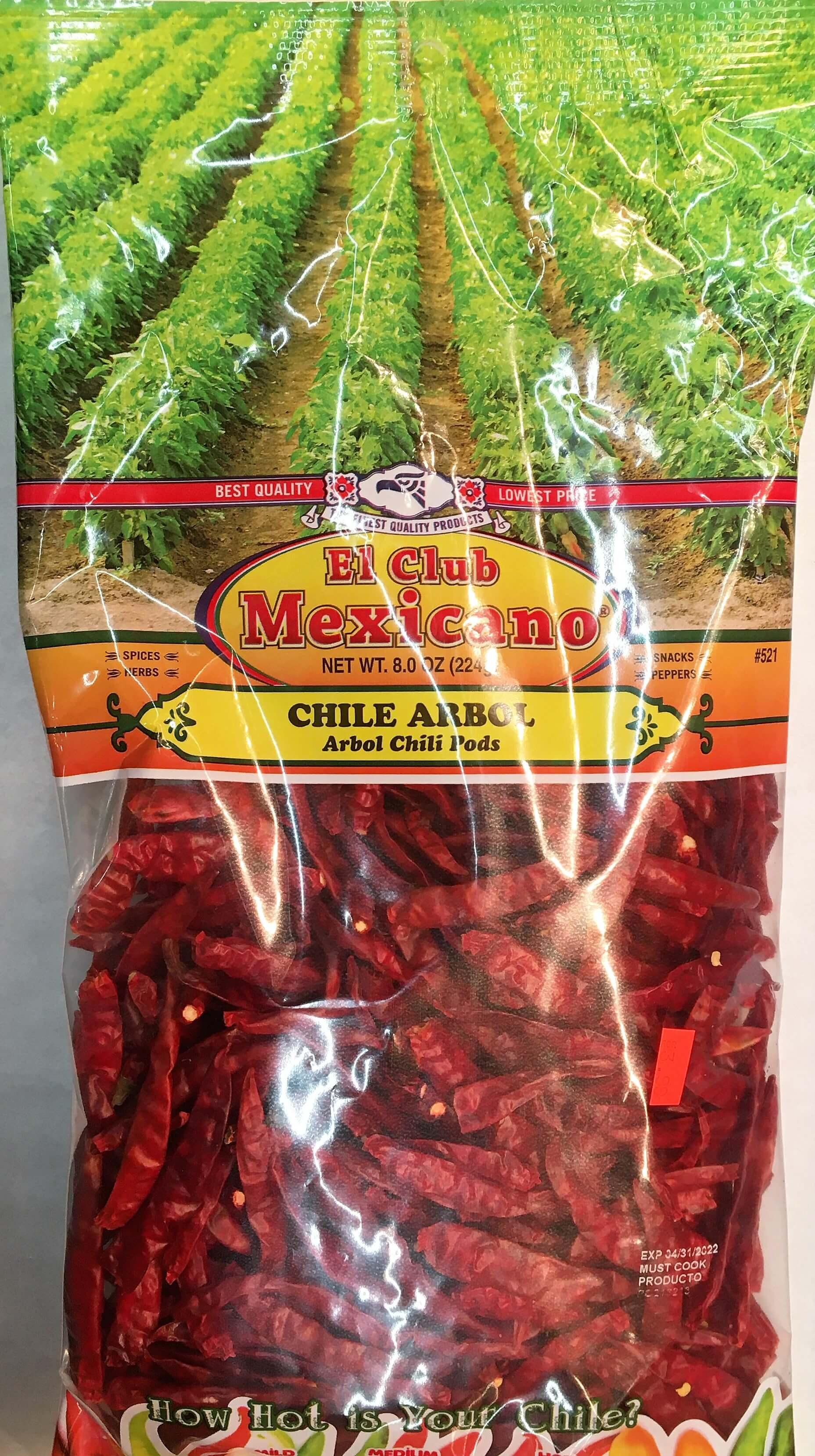 El Club Mexicano - Arbol Chili Pods 8.0 oz.